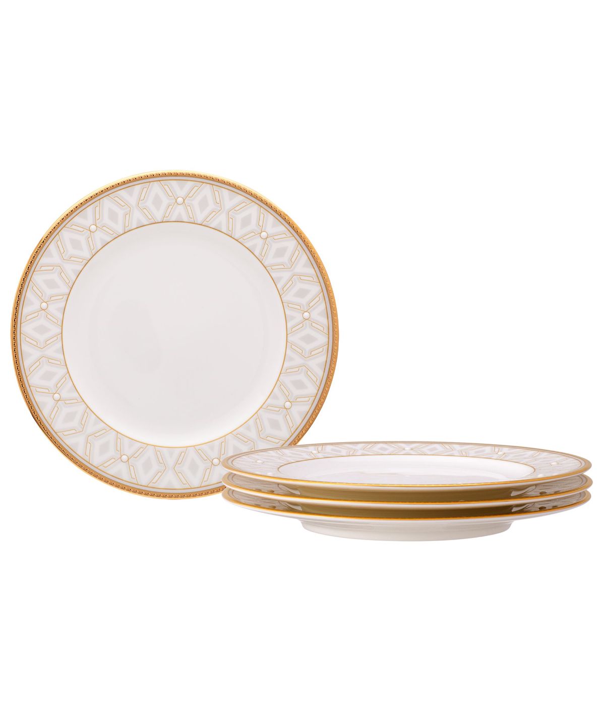  Noritake Noble Pearl Set of 4 Bread & Butter/Appetizer Plates - White - Bonton