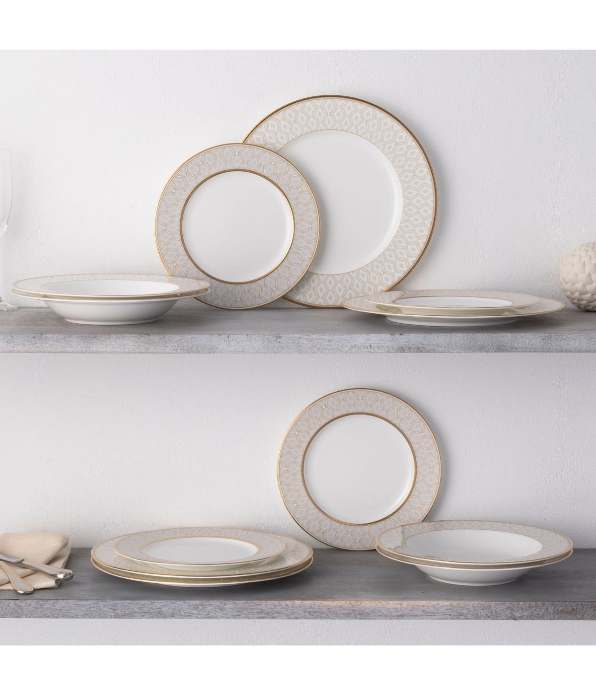  Noritake Noble Pearl Set of 4 Salad Plates - White - Bonton