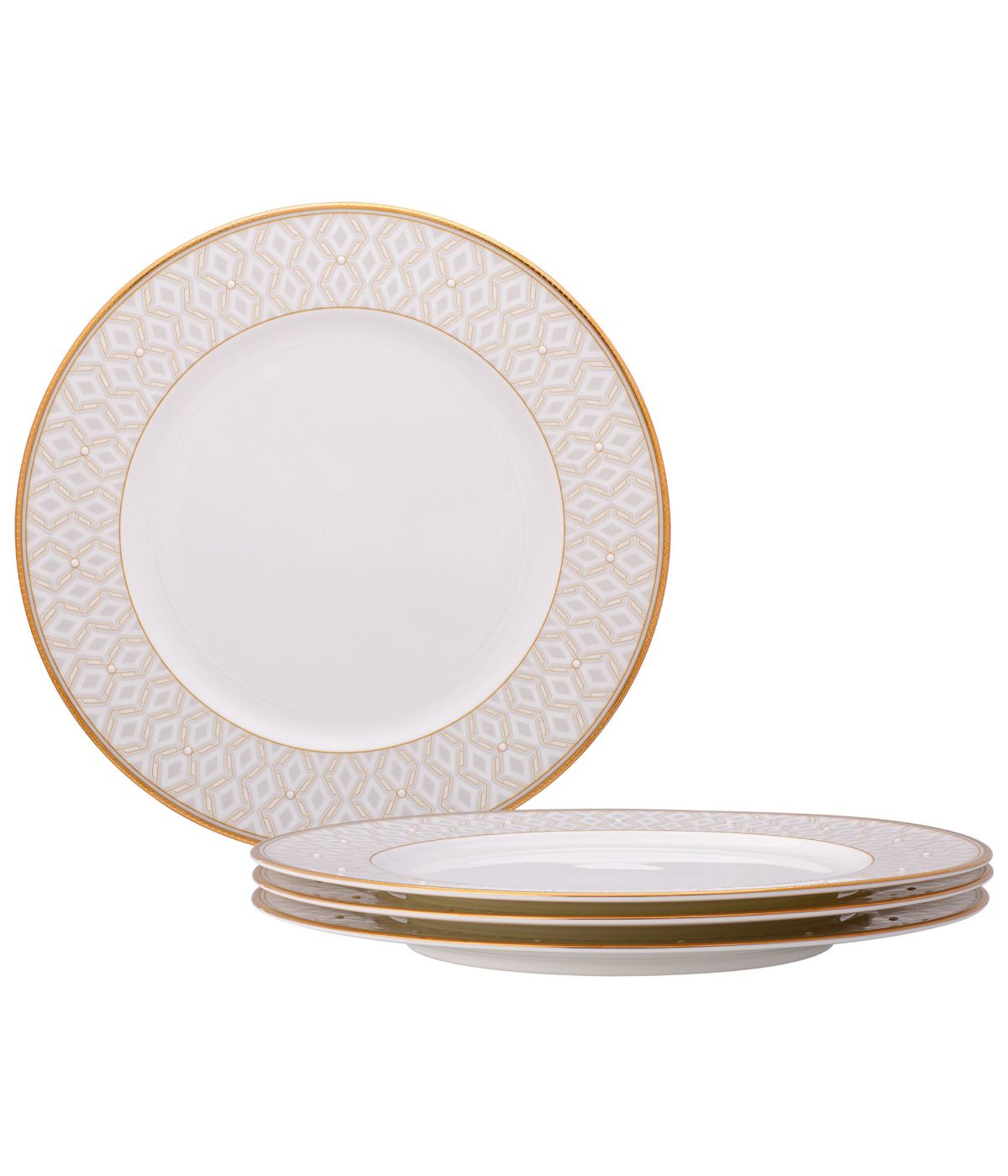  Noritake Noble Pearl Set of 4 Dinner Plates - White - Bonton