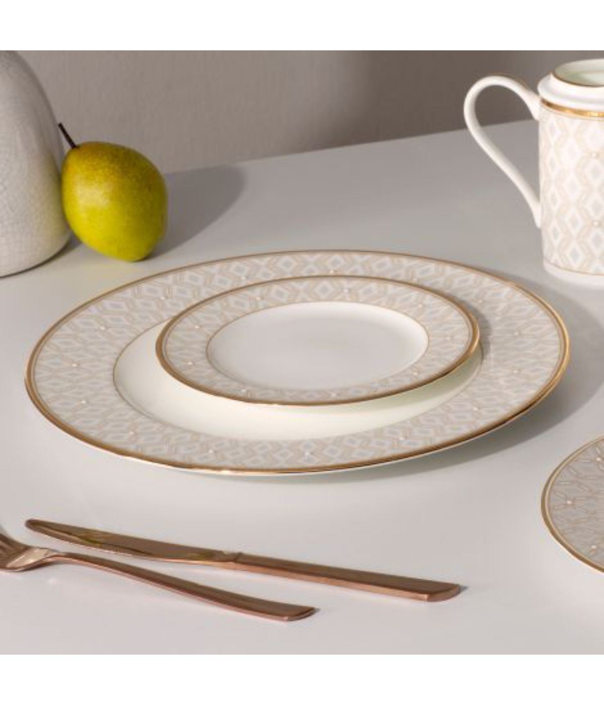  Noritake Noble Pearl Set of 4 Dinner Plates - White - Bonton