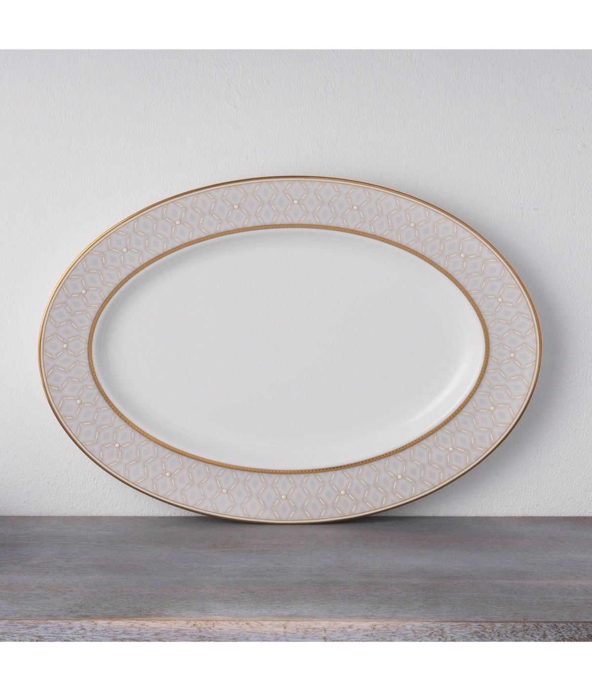  Noritake Noble Pearl Oval Platter - White - Bonton