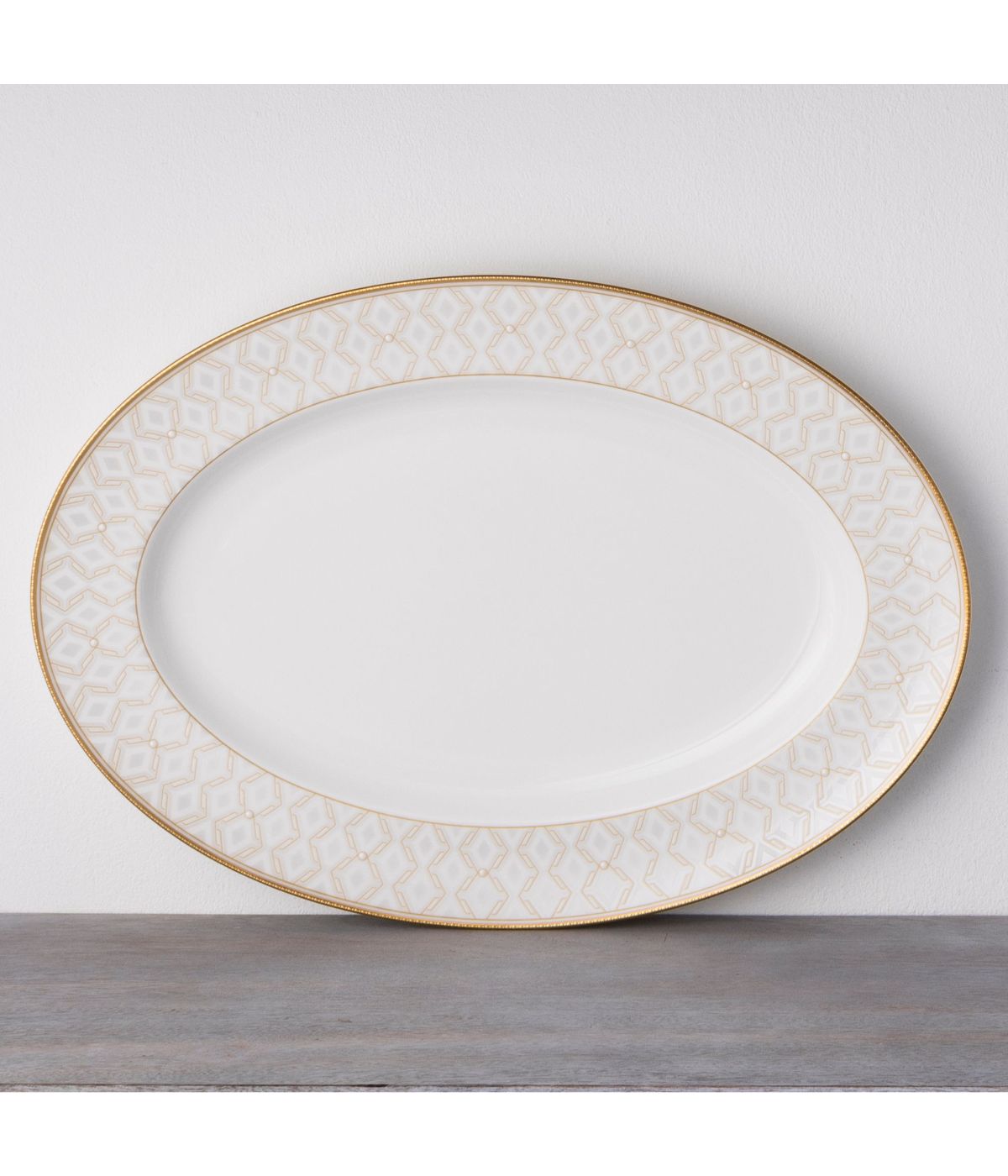  Noritake Noble Pearl Oval Platter - White - Bonton