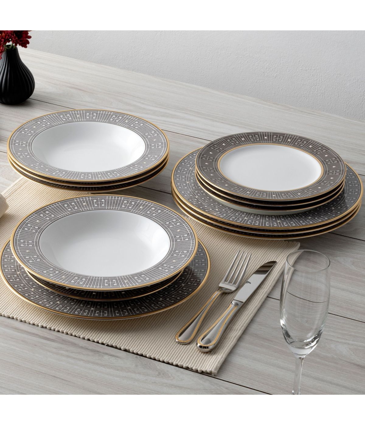  Noritake Infinity 12 Piece Set, Service for 4 - Bronze - Bonton