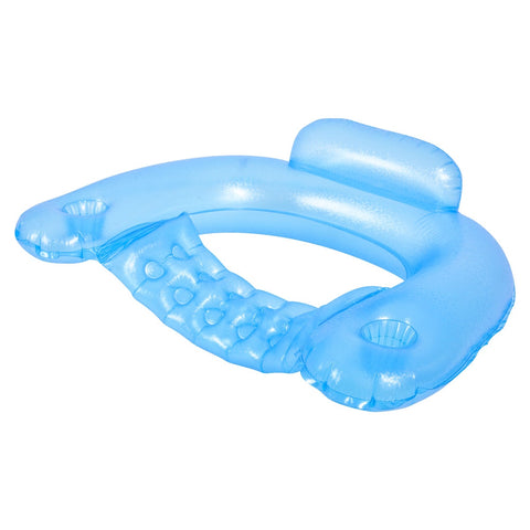 Blue Mosaic Water Lounger With Cup Holders and Backrest  50-Inch