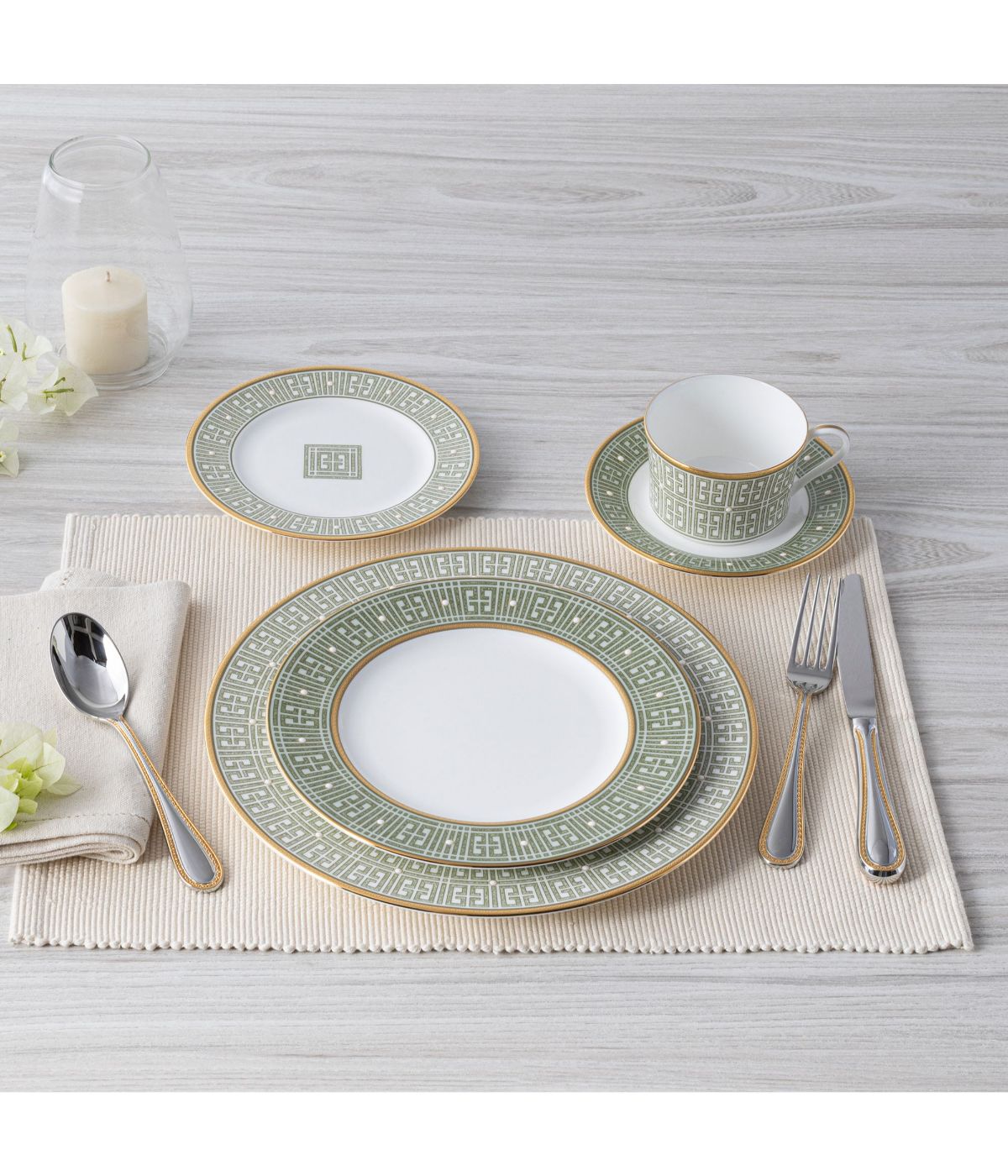  Noritake Infinity 5 Piece Place Setting - Green/Gold - Bonton