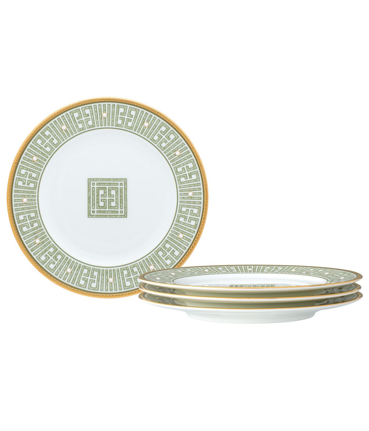  Noritake Infinity Set of 4 Bread & Butter/Appetizer Plates - Green/Gold - Bonton