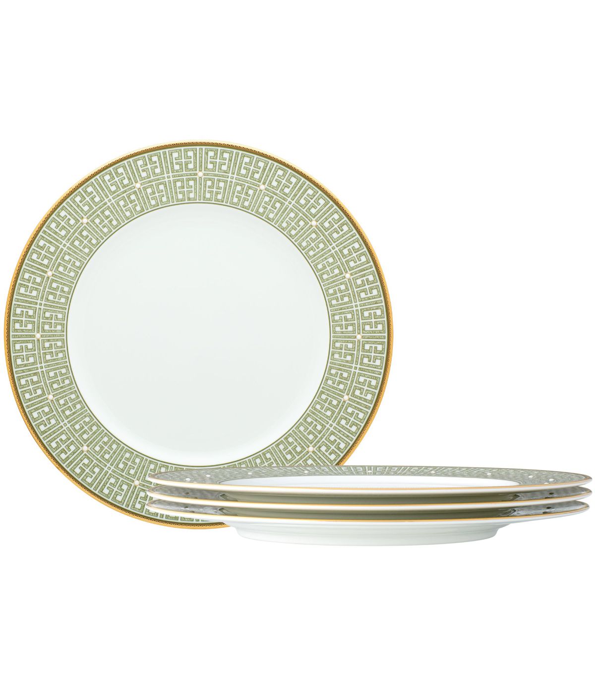  Noritake Infinity Set of 4 Dinner Plates - Green/Gold - Bonton