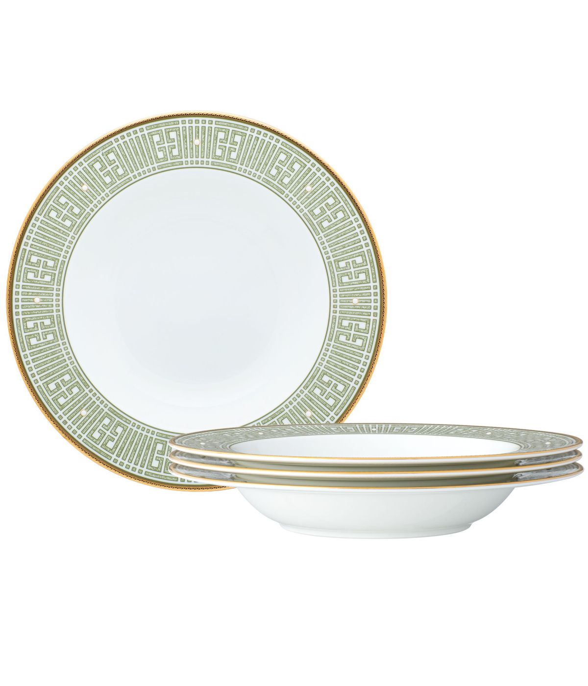  Noritake Infinity Set of 4 Soup Bowls - Green/Gold - Bonton