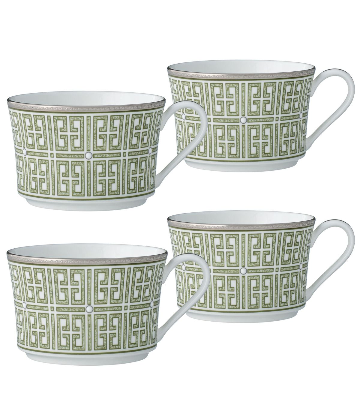  Noritake Infinity Set of 4 Cups - Green/Platinum - Bonton