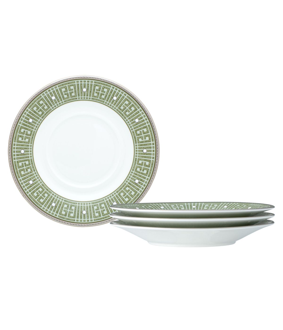  Noritake Infinity Set of 4 Saucers - Green/Platinum - Bonton