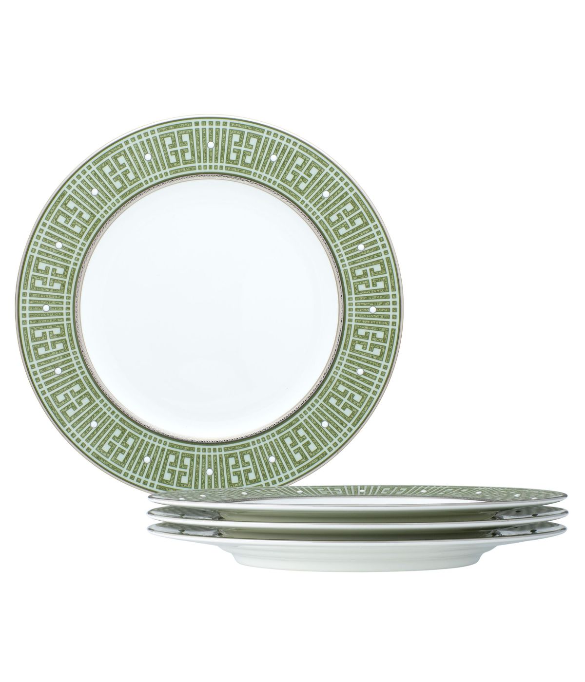  Noritake Infinity Set of 4 Salad Plates - Green/Platinum - Bonton