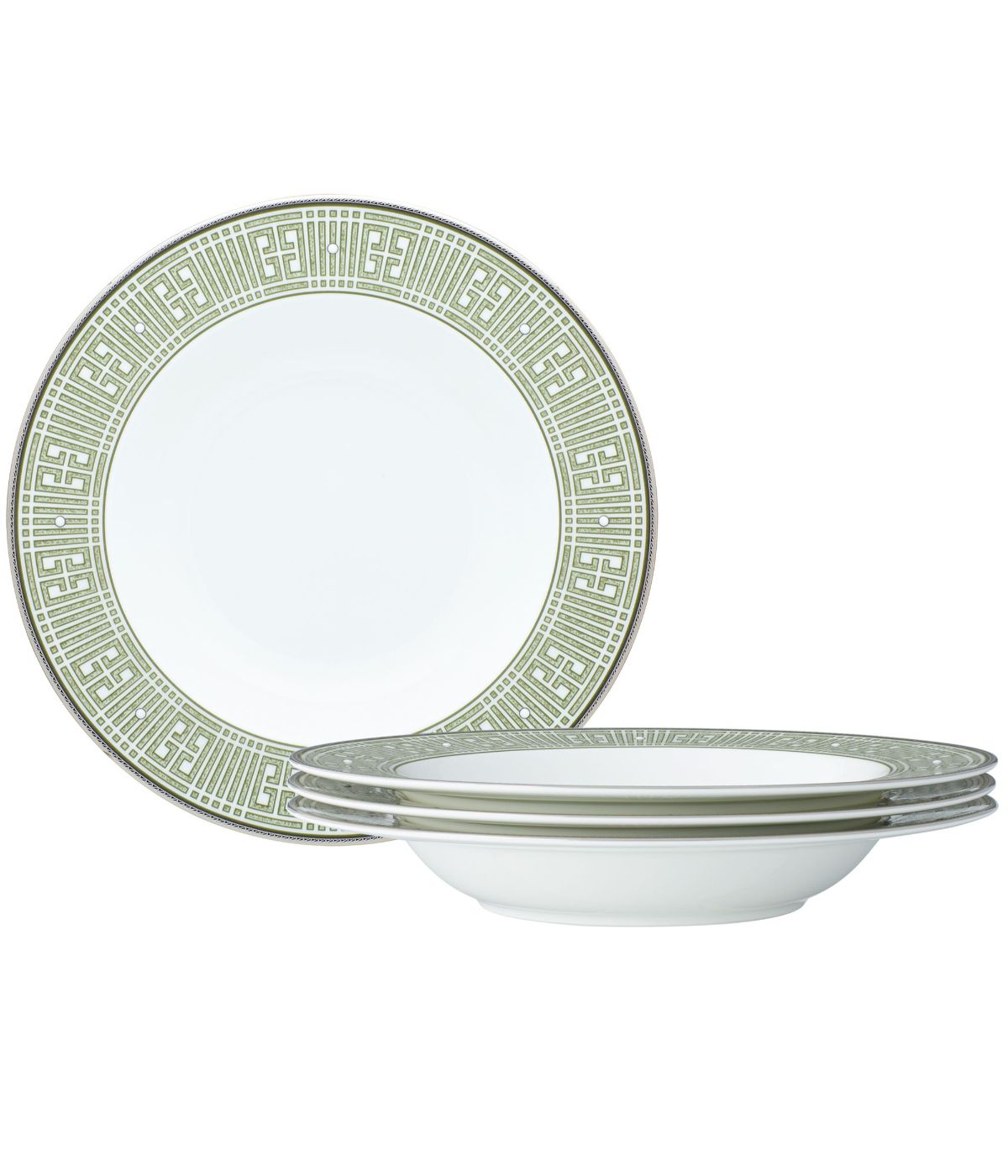  Noritake Infinity Set of 4 Soup Bowls - Green/Platinum - Bonton