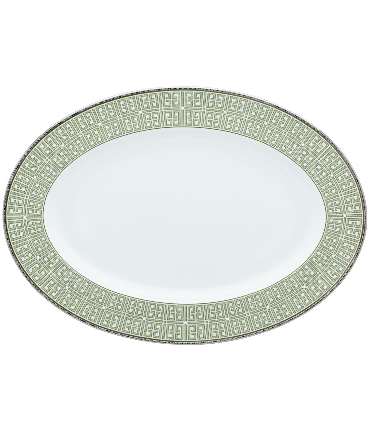  Noritake Infinity Oval Platter - Green/Platinum - Bonton