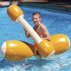 54" Brown and White Inflatable Swimming Pool Log Flume Joust Set