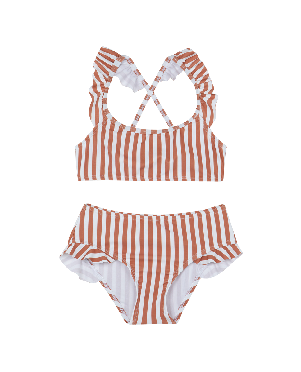  Gottex Kids Sweet Stripe Scoop Neck Ruffle Swim Set - White-Terraco - Bonton