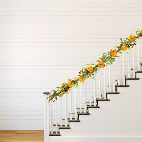 5' X 10" Orange Peony Artificial Fall Harvest Garland  Unlit