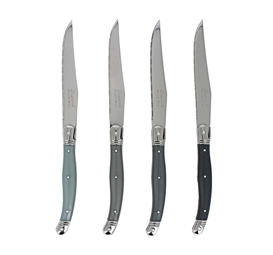Set of 4 Laguiole Steak Knives, Shades of Grey