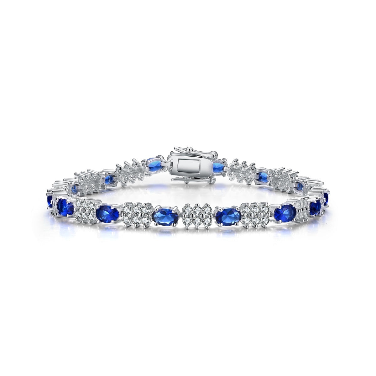  Genevive Genevive Classic White Gold Plated Tennis Bracelet - Sapphire - Bonton