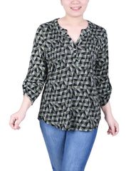 Petite 3/4 Roll Sleeve Top