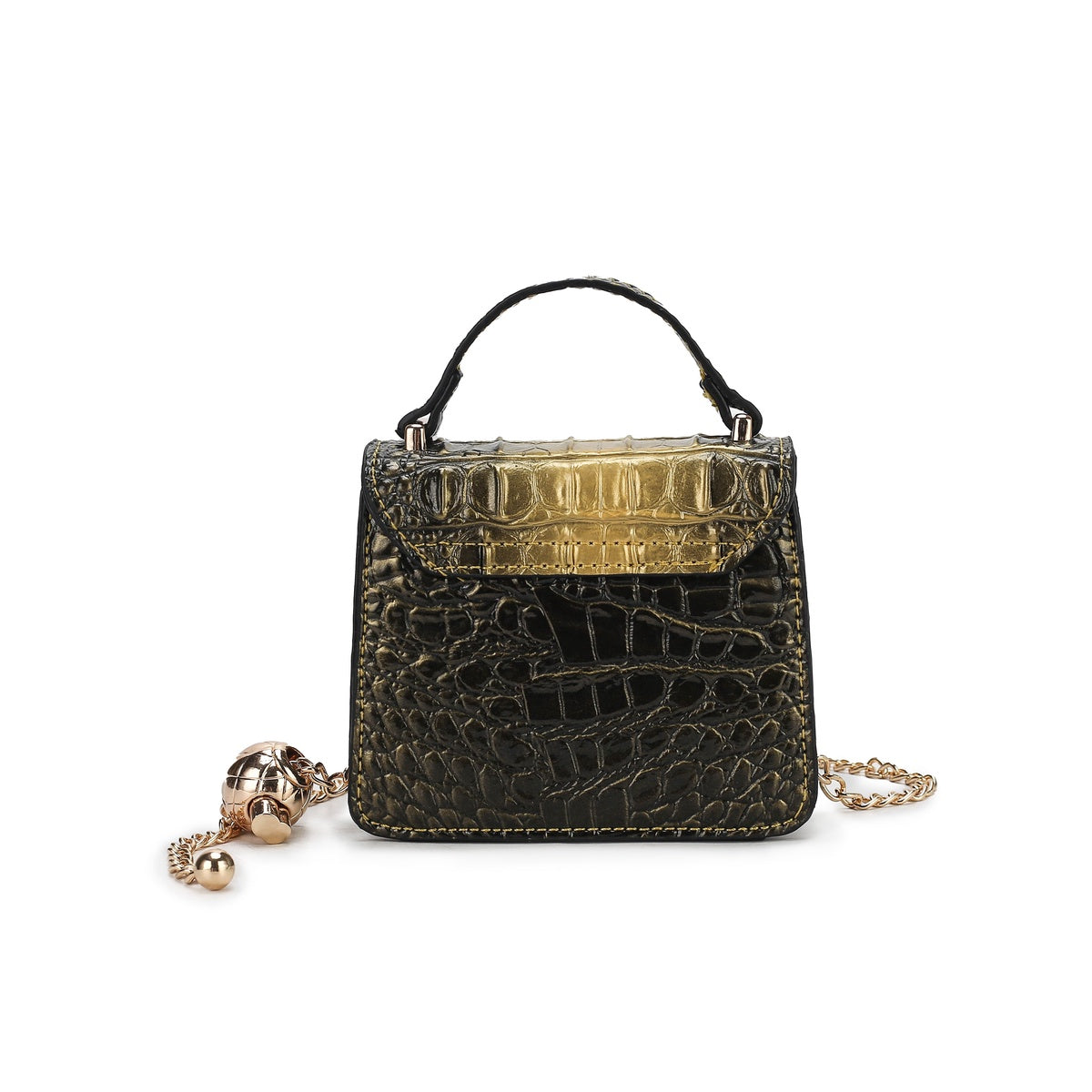  MKF Collection Luxe Croc-Embossed Mini Satchel With Chain Strap - Blue - Bonton