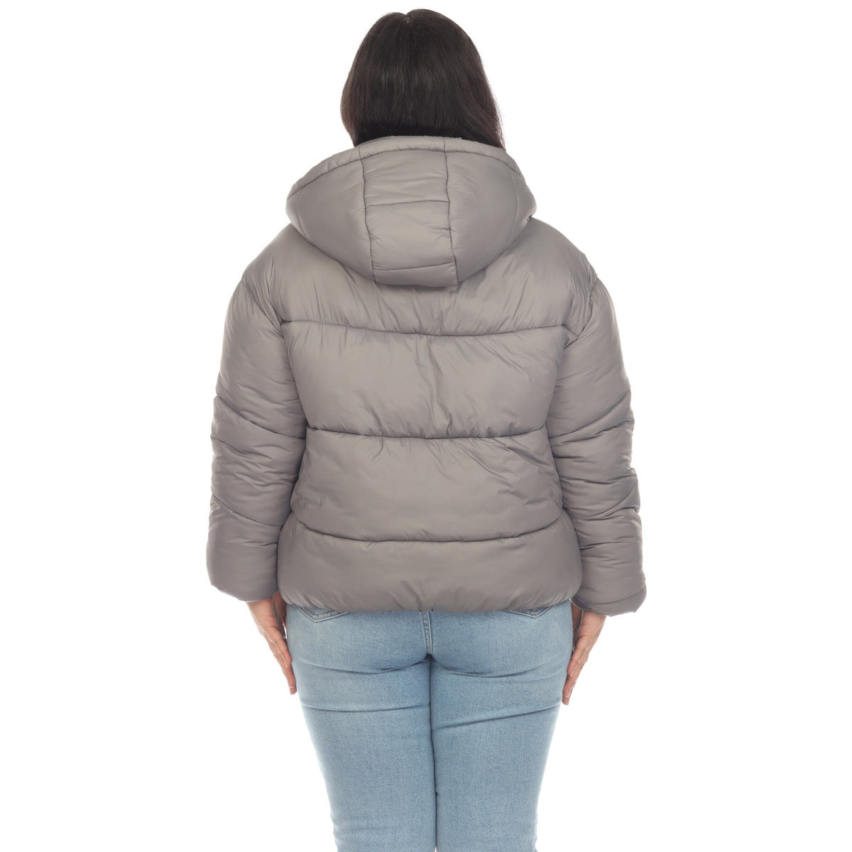  White Mark Plus Size Full Front Zip Hooded Bomber Puffer Coat - 1X - Bonton