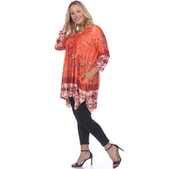 Plus Size Victorian Print Tunic Top With Pockets