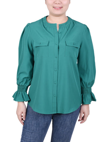Long Sleeve Y Neck Blouse