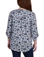 Petite 3/4 Roll Sleeve Top