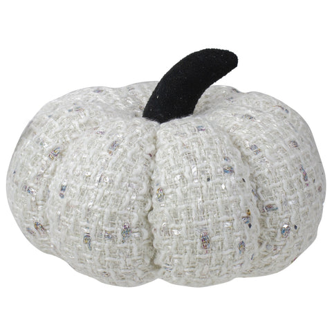 Knitted Fall Harvest Pumpkin - 7" - Ivory