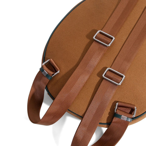 Tennis Backpack -  Canvas & Green Leather