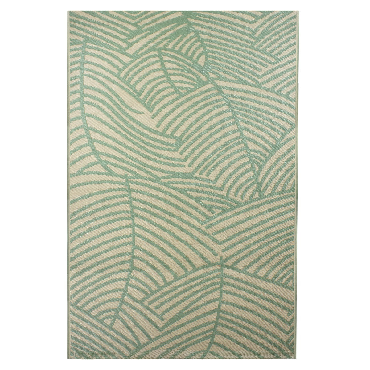  Northlight 4' X 6' Green and Beige Leaf Design Rectangular Outdoor Area Rug - Leaf - Bonton