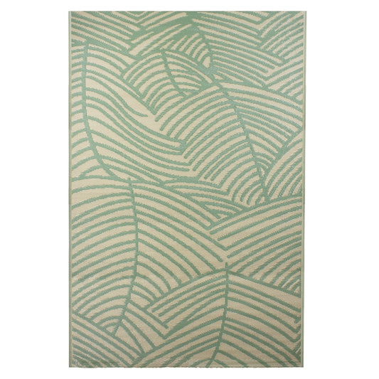 4' X 6' Green and Beige Leaf Design Rectangular Outdoor Area Rug