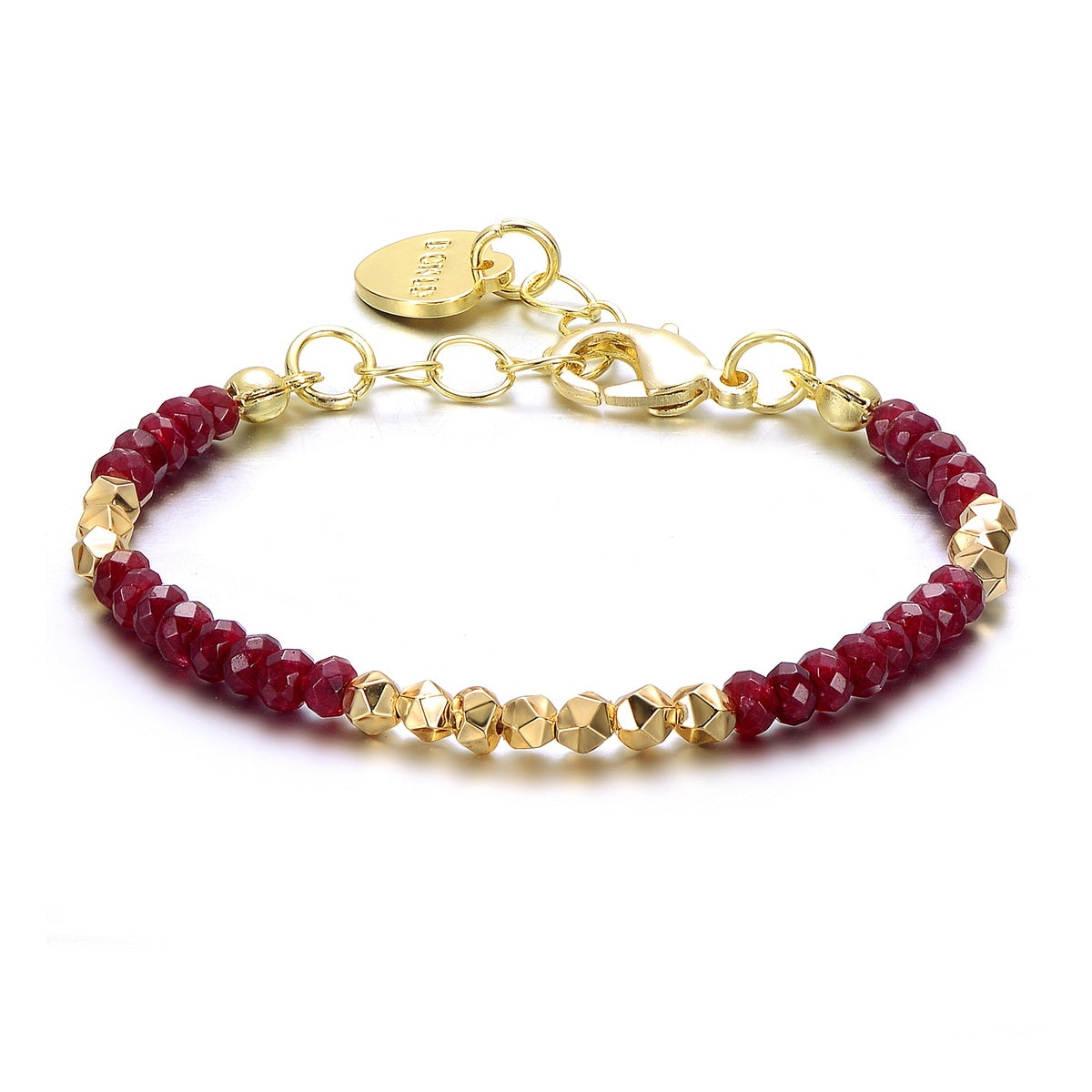  GigiGirl Kids 14k Gold Plated Bracelet With Mineral Beads in Pattern - Red - Bonton