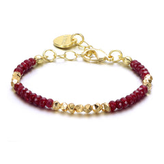 Kids 14k Gold Plated Bracelet With Mineral Beads in Pattern