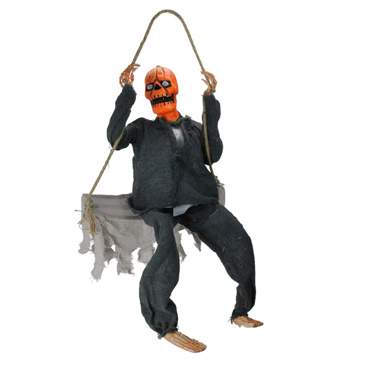 30" Animated Swinging Pumpkin Man Halloween Decoration