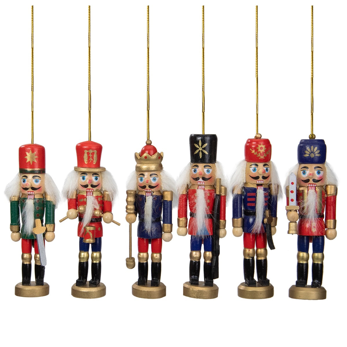  Northlight 6-Count Red and Blue Classic Nutcracker Christmas Ornaments - 5.25 Inches - Default Title - Bonton
