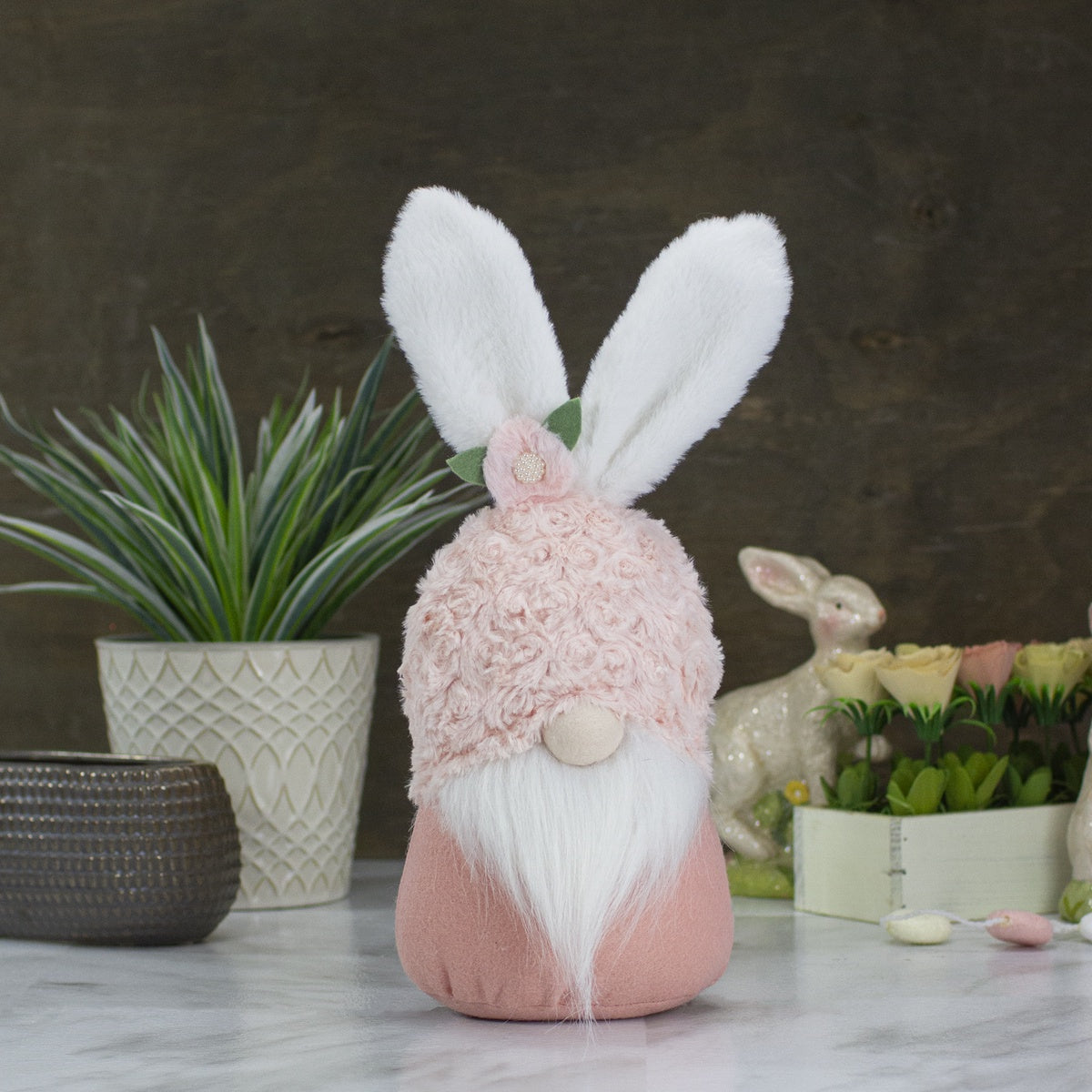  Northlight Easter and Spring Floral Gnome Head With Bunny Ears - 14