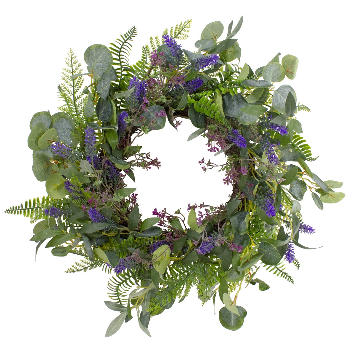  Northlight Lavender and Mixed Foliage Artificial Floral Spring Wreath  Purple and Green - 22-Inch - Default Title - Bonton