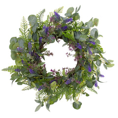 Lavender and Mixed Foliage Artificial Floral Spring Wreath  Purple and Green - 22-Inch