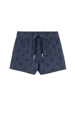 Boys 2 Match Drawstring Swim Shorts-Blk/Multi