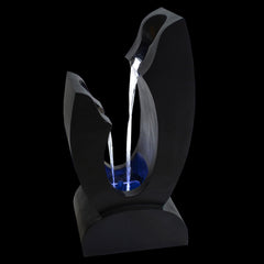 31.5" Black Lighted Modern Outdoor Garden Water Fountain