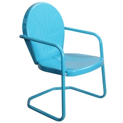 34" Outdoor Retro Metal Tulip Armchair  Sky Blue