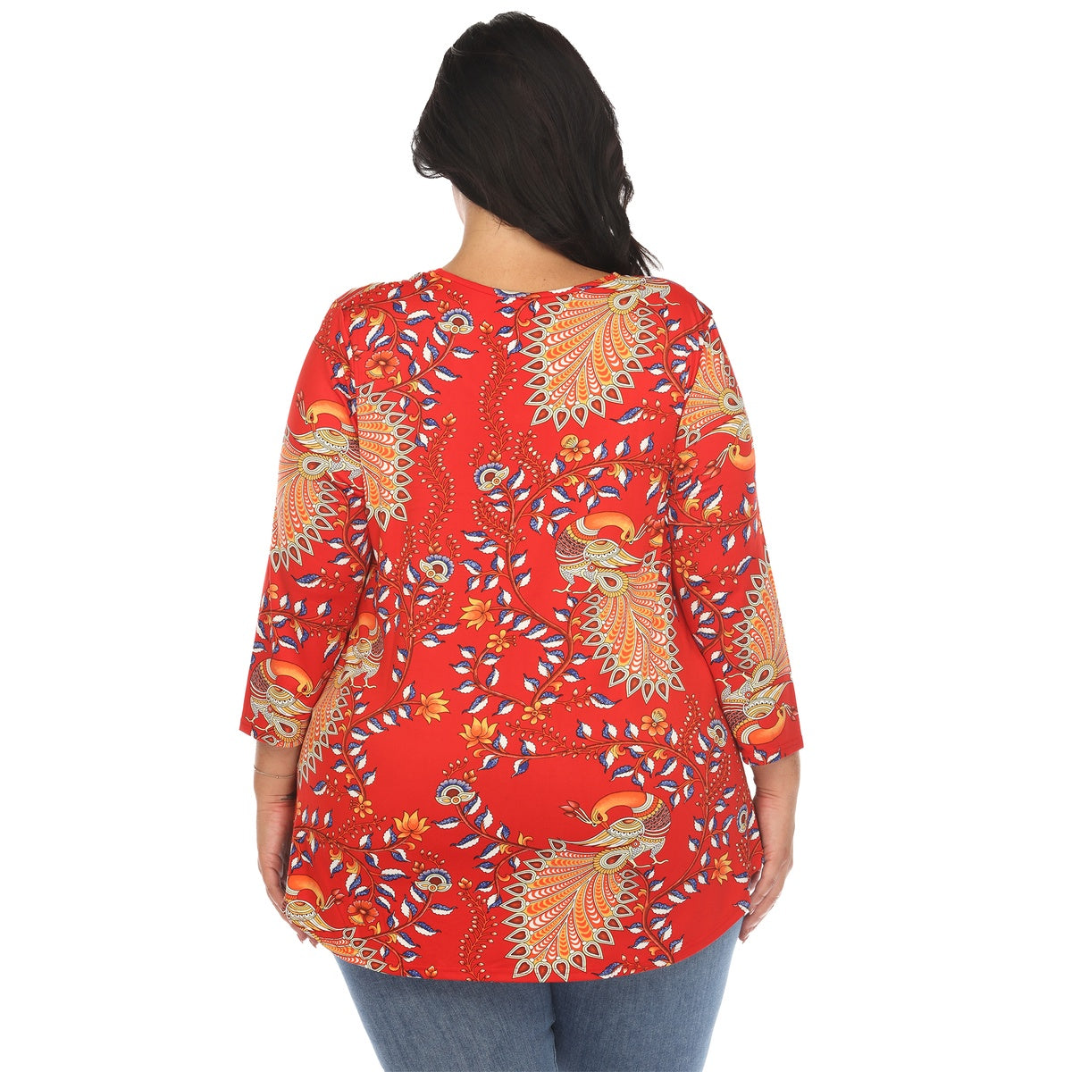  White Mark Plus Size Vibrant Boho Swing Top - 1X - Bonton