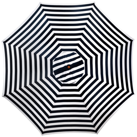 Striped Outdoor Patio Market Umbrella With Wooden Pole - 8.5' - Blue and White