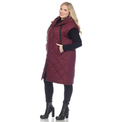 Plus Size Diamond Quilted Hooded Puffer Vest