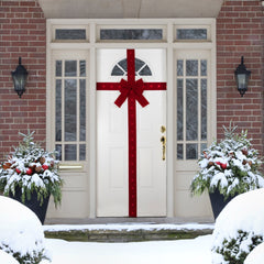 14' Pre-Lit Battery Operated Red Velvet Christmas Door Bow