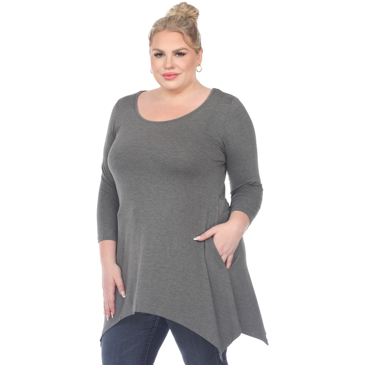  White Mark Plus Size Makayla Tunic Top - 1X - Bonton