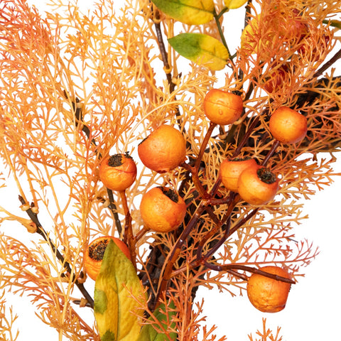 Yellow and Orange Berry and Leaves Fall Harvest Artificial Wreath - 24-Inch  Unlit