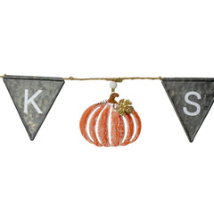 64" Metal Gray  White  and Orange Thanksgiving "THANKS" Decorative Banner