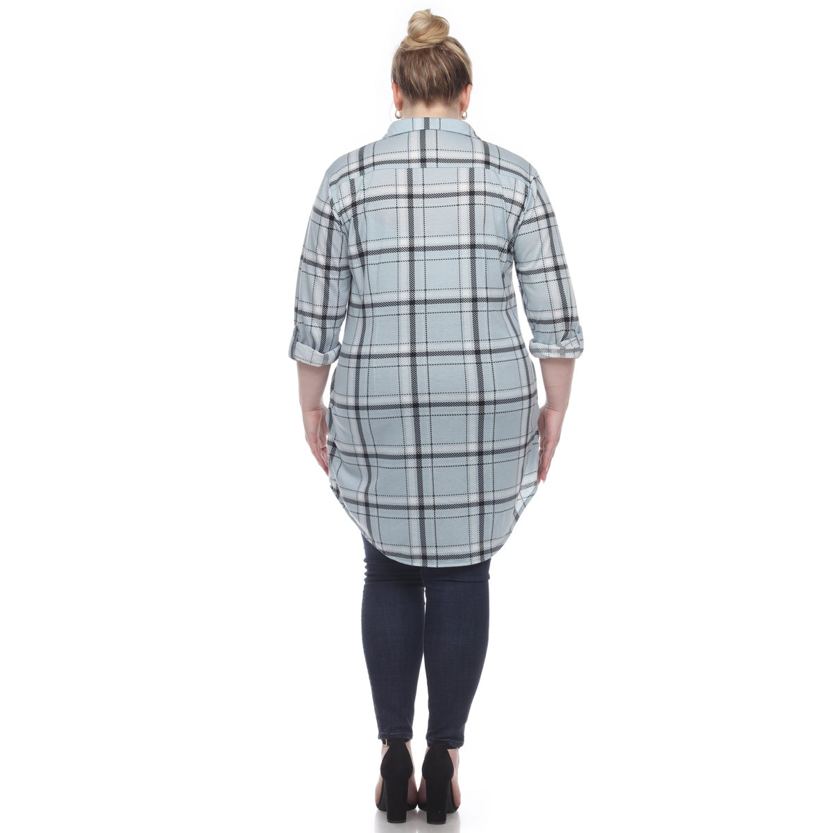  White Mark Plus Size Plaid Tunic Top - 1X - Bonton